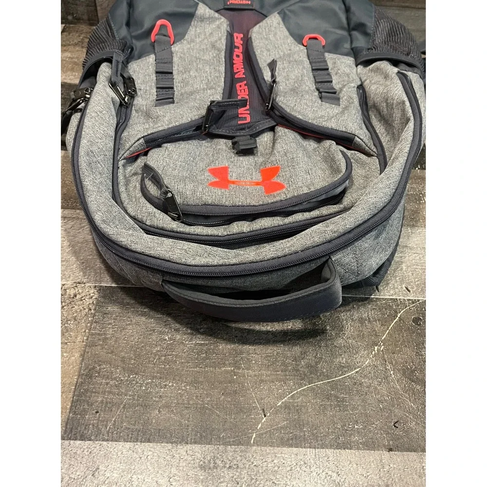 Under Armour Storm Backpack Grey Pink UA Logo Water Resistant Sport Bag
